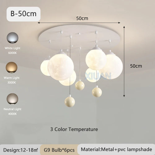 lustre design 3d led lune boule ronde suspension intérieur - vue 11 sur 10
