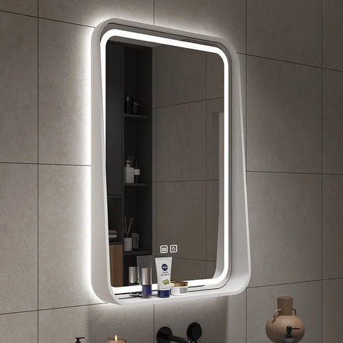 miroir nordique en bois massif pour salle de bain suspendu - vue 5 sur 12