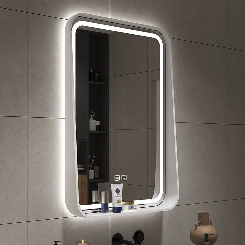 miroir nordique en bois massif pour salle de bain suspendu - vue 4 sur 12