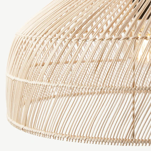 lustre en rotin style asiatique vintage avec led suspendue - vue 8 sur 12