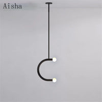Nordic Creative U-shaped Line Art Led Chandelier Suitable for Corridor Bedroom, Bar and Loft Decoration Industrial Hanging Lamps