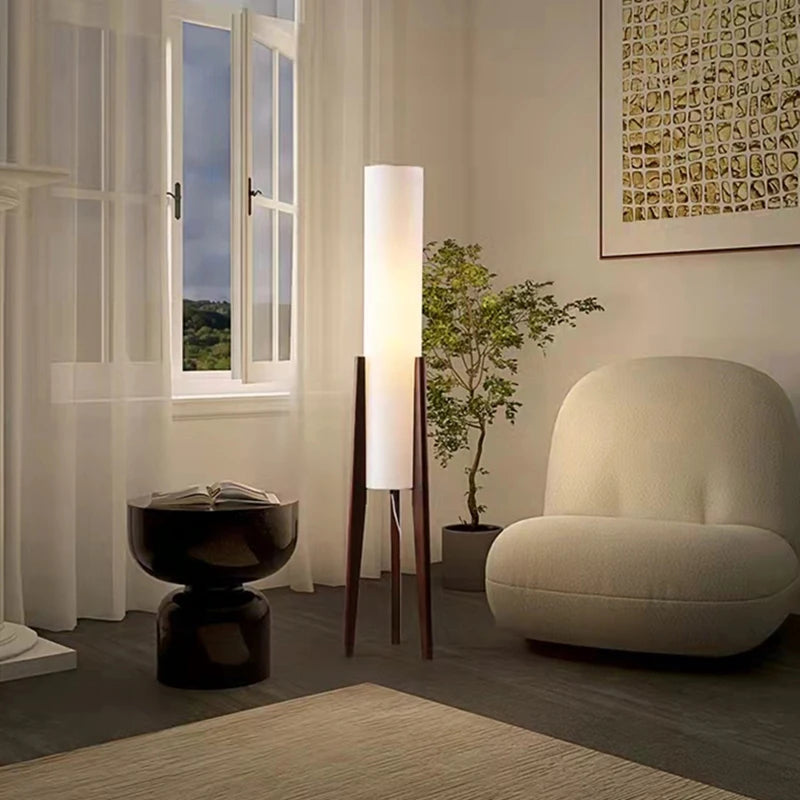 Lampadaire LED en bois style coréen - vue 3 sur 8