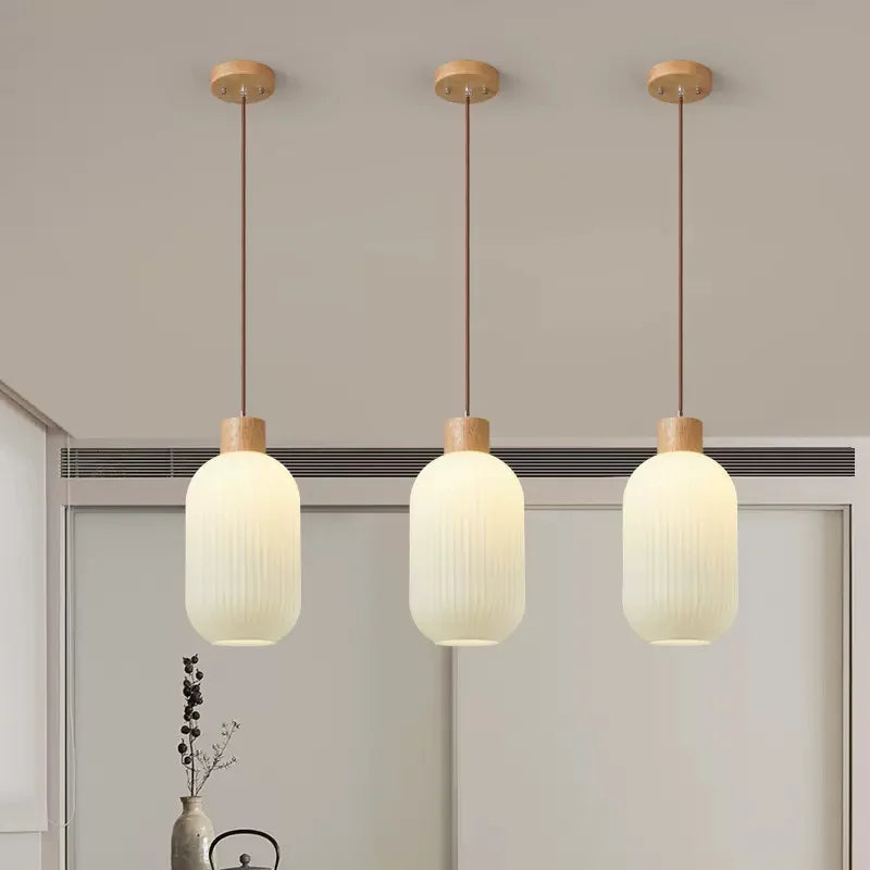 lustre moderne loft led avec abat-jour en verre - vue 4 sur 8