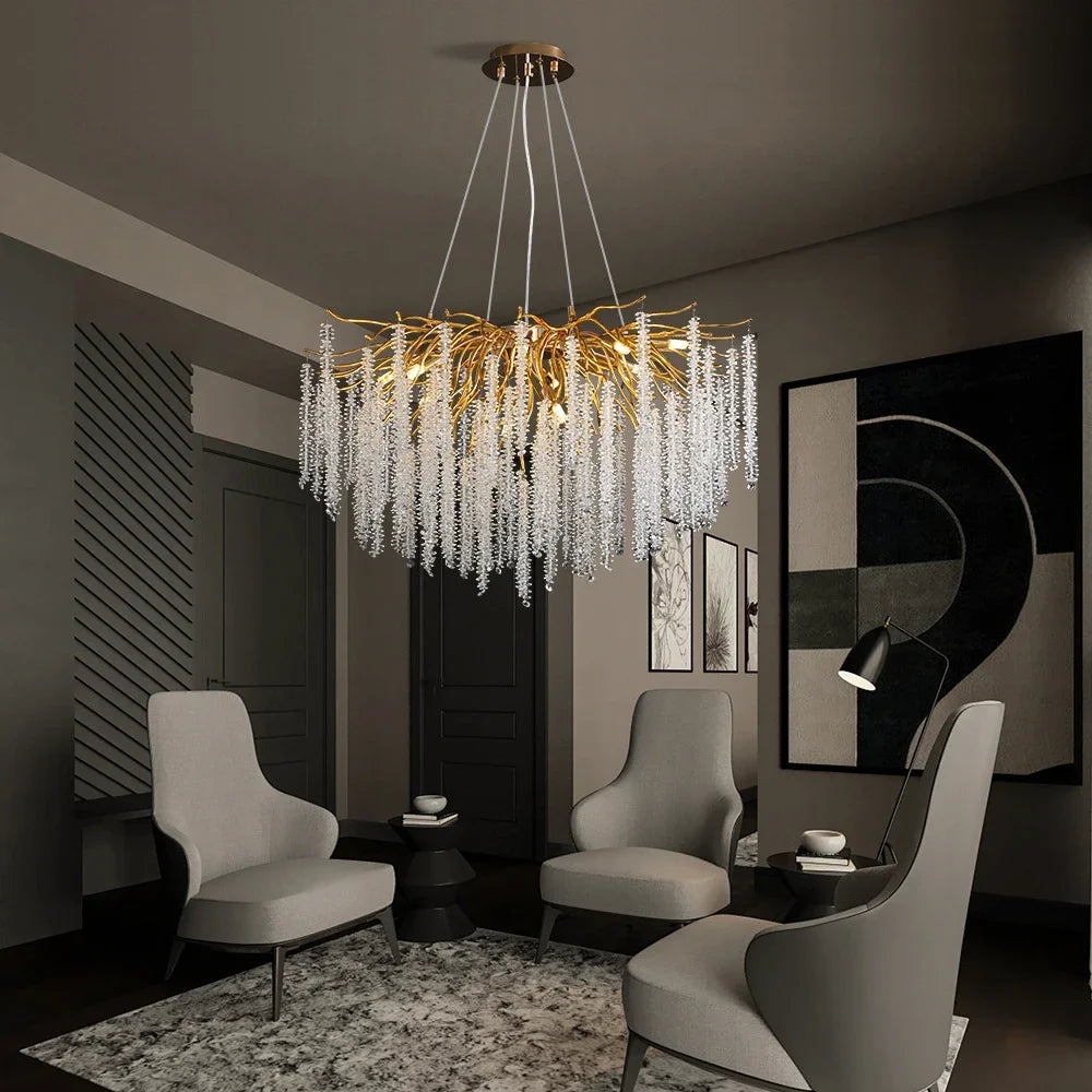lustre suspendu en verre cristal design moderne pour décoration intérieure - vue 6 sur 10
