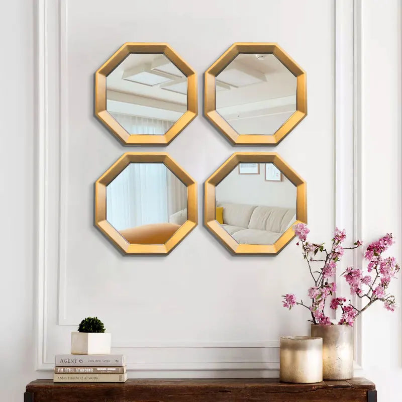 miroir octogonal décoratif imitation métal pour cheminée - vue 3 sur 10