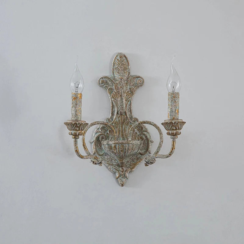 applique murale double tête en fer antique rétro américain - vue 4 sur 6