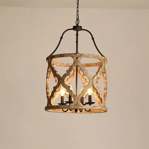 lustre en bois créatif américain rural pour boutiques et restaurants - vue 2 sur 8