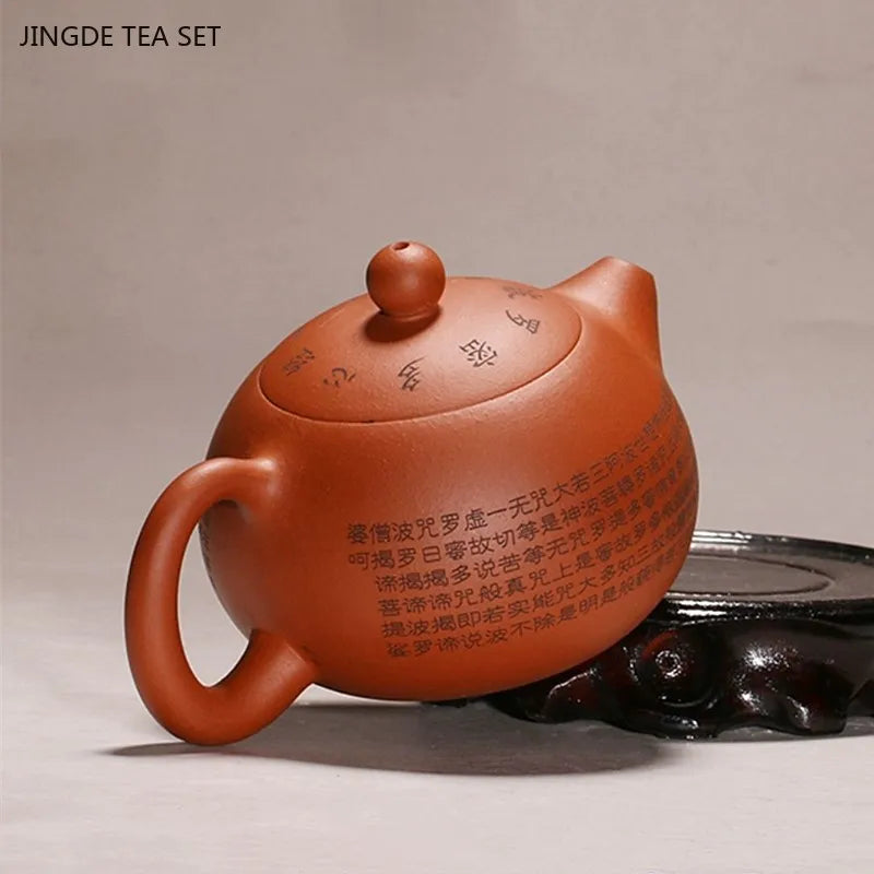 Théière yixing argile sculptée main motif coeur service - vue 7 sur 7