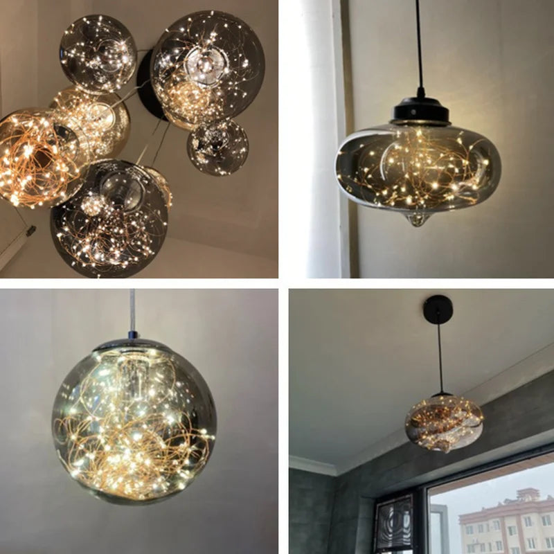 lustre nordique étoilé en verre pour décoration moderne - vue 4 sur 24