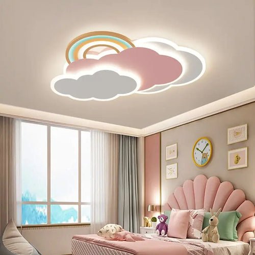 plafonnier nuage arc-en-ciel romantique pour princesse avec télécommande en option - vue 3 sur 8
