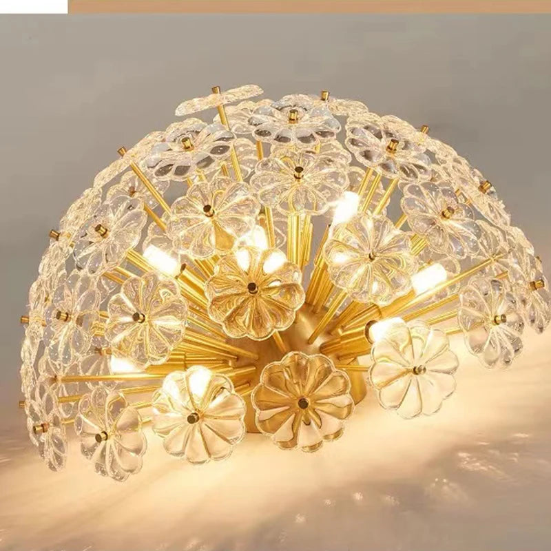 plafonnier en verre cristal luxe design nordique pour intérieur moderne - vue 4 sur 9