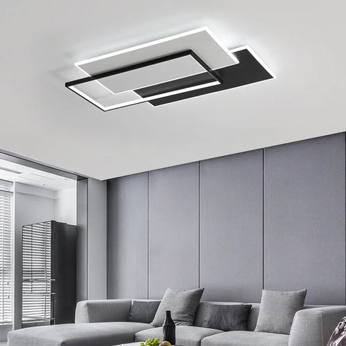lustre moderne dimmable design intérieur lumineux rectangle décoratif - vue 3 sur 11