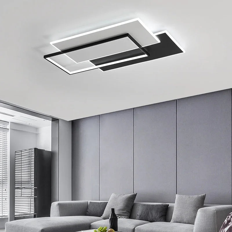 lustre moderne dimmable design intérieur lumineux rectangle décoratif - vue 3 sur 11