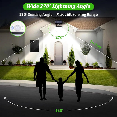 lumière solaire extérieure 166 led avec capteur de mouvement et télécommande - vue 8 sur 8