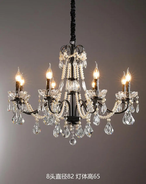 lustre moderne en cristal avec perles et éclairage led - vue 10 sur 10