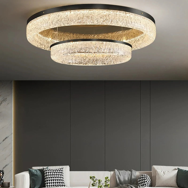 Plafonnier Led rond en laiton au design nordique moderne - vue 3 sur 14