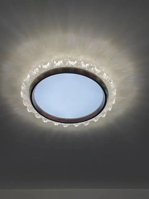 plafonnier en bois rétro forme circulaire et carrée acrylique - vue 5 sur 10