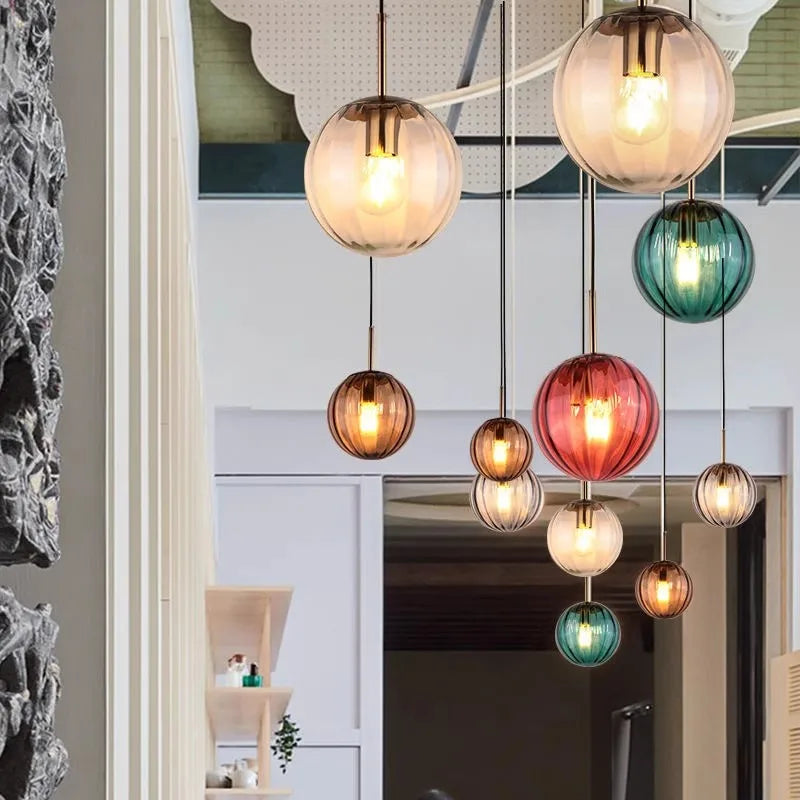 lustre en verre coloré lumineux pour restaurant - vue 4 sur 25