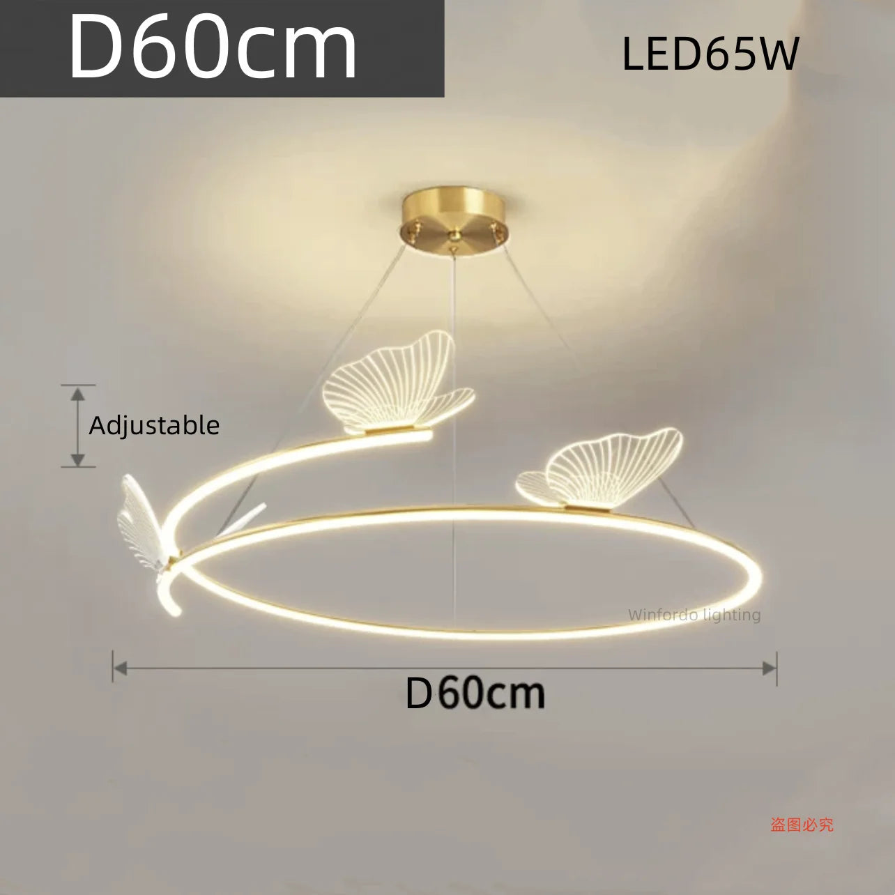Lustre design LED rond en forme de papillon