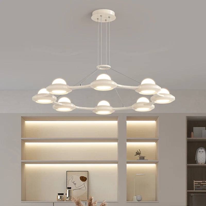 lustre moderne minimaliste trois têtes style crème italienne - vue 5 sur 12