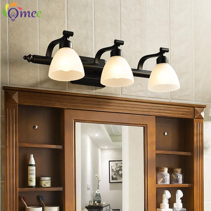 OMEE applique murale LED moderne AC90-260V applique murale salle de bains Vintage miroir lumières luminaire applique noir Bronze éclairage - vue 3 sur 12
