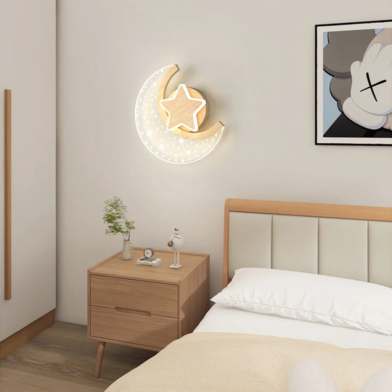 Applique murale led nordique étoile lune décoration intérieure - vue 4 sur 10