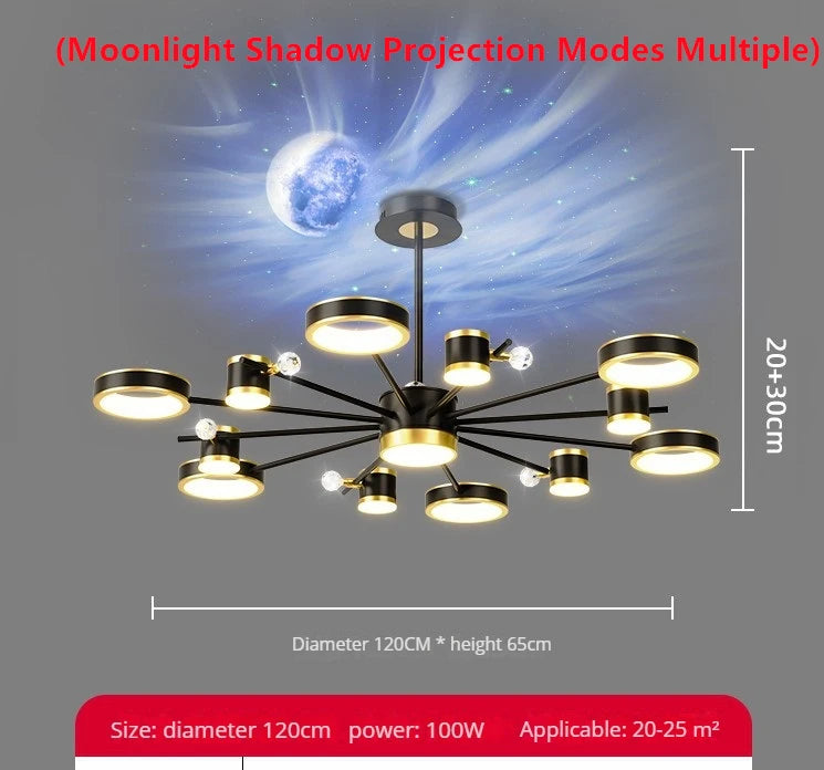 lustre led d'aurores boréales en cristal luxueux suspendu au plafond - vue 9 sur 16