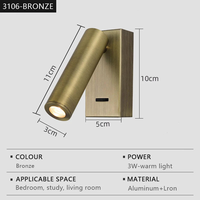 Applique murale led moderne réglable rotative pour lecture - vue 12 sur 12