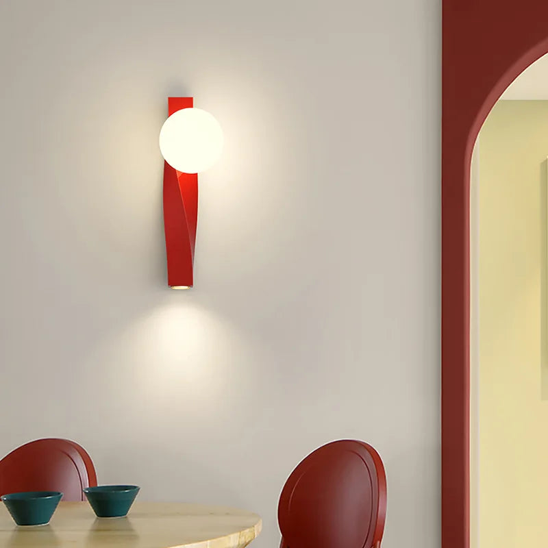 applique murale led en aluminium et verre rotatif