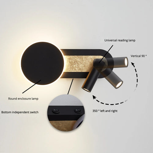 applique murale led nordique moderne rotative avec interrupteur - vue 4 sur 8