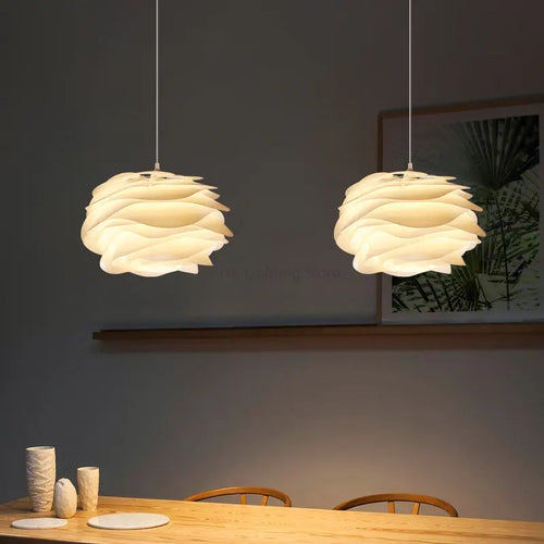 lustre design danois romantique acrylique pétale éclairage white rose - vue 2 sur 8