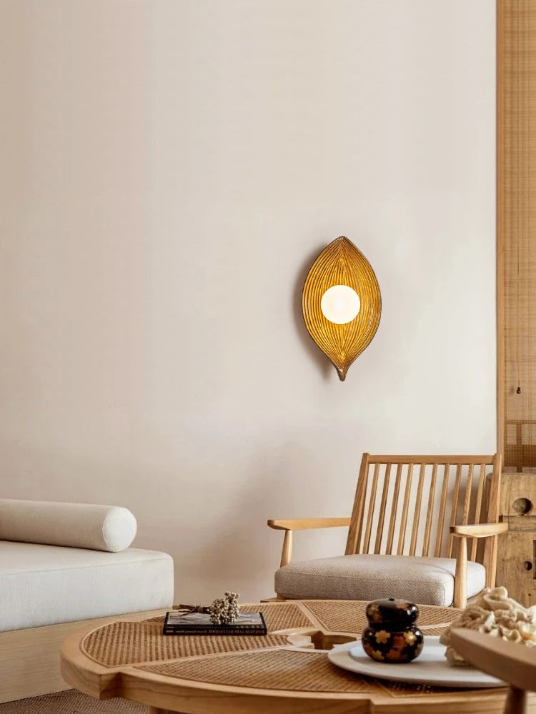 applique murale créative en résine avec motif feuilles décoratif - vue 3 sur 9