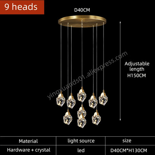 lustre en cristal suspendu pour un éclairage élégant et moderne - vue 11 sur 14