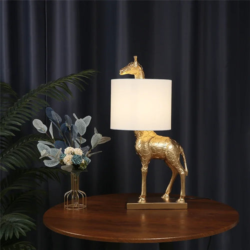 lampe de bureau design moderne girafe en résine éclairage créatif - vue 2 sur 8