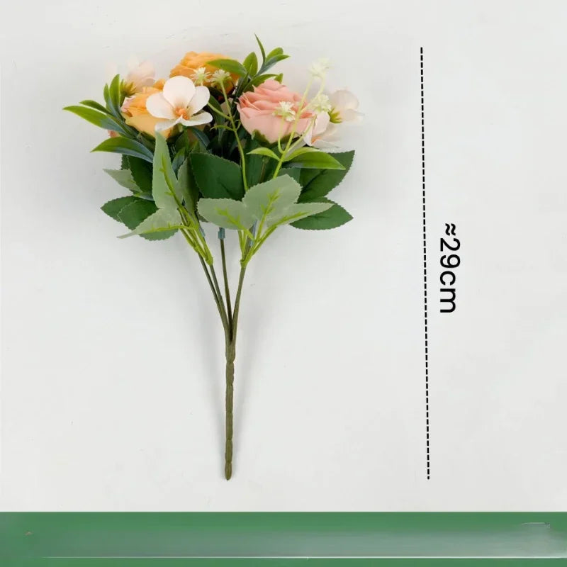 bouquet de roses artificielles en soie pour décoration intérieure - vue 6 sur 12