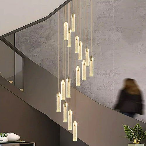 Lustre design Nordique à suspensions dorées tombantes - vue 5 sur 9