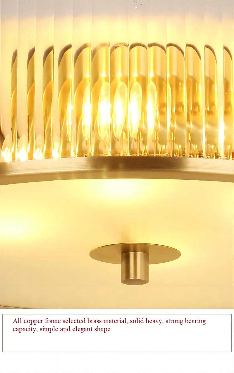 plafonnier led cuivre cristal décoratif intérieur - vue 6 sur 8