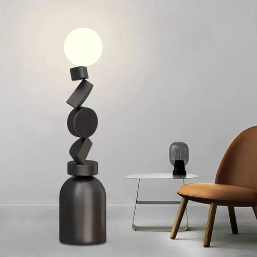 lampadaire design rond en verre pour décoration moderne - vue 5 sur 12