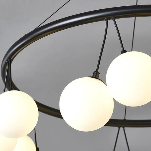 lustre moderne en verre éclairage suspendu réglable design élégant - vue 7 sur 10