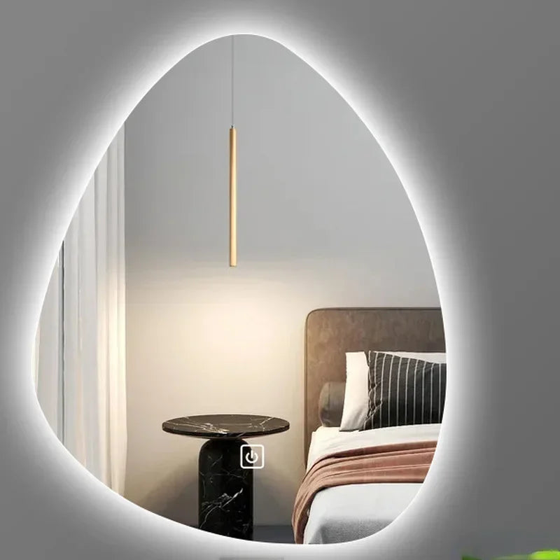 miroir vertical irrégulier avec lumière led et haut-parleur bluetooth - vue 3 sur 15