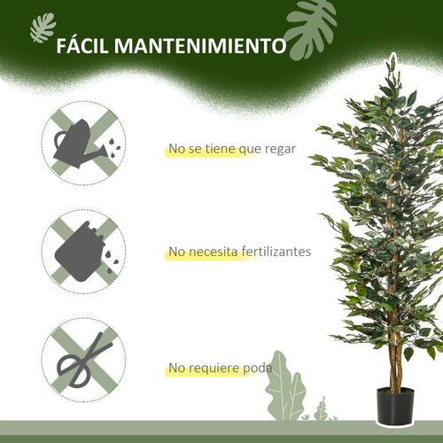 ficus artificiel avec pots en bûches et 1008 feuilles vertes - vue 7 sur 7