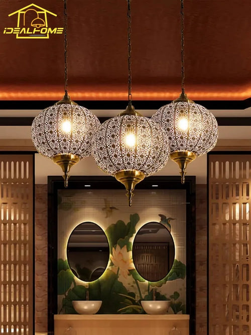suspension vintage en fer design thaïlandais pour intérieur élégant - vue 6 sur 6