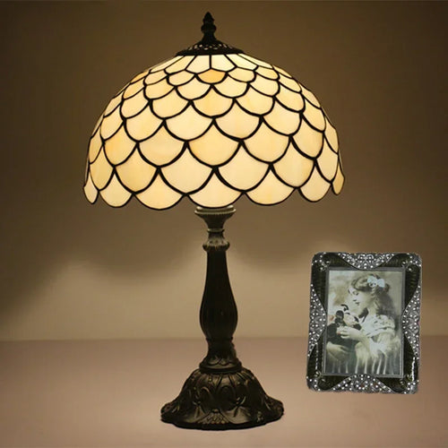 lampe de table rétro méditerranéenne en verre teinté LED - vue 4 sur 6