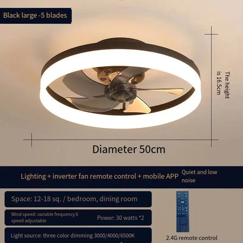 110V~265V APP and Remote Control Dual Intelligent Control  DC 6 speed Regulation Frequency Conversion Ceiling Fan Light - vue 10 sur 17
