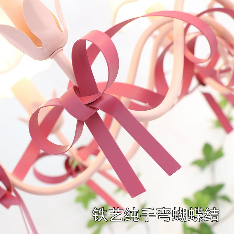 lustre mignon pour enfants éclairage suspendu avec nœud décoratif - vue 6 sur 14