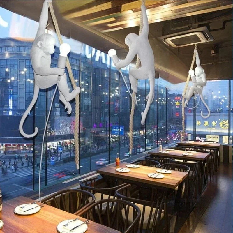lustre rétro créatif en forme de singe pour cafés et restaurants - vue 5 sur 18