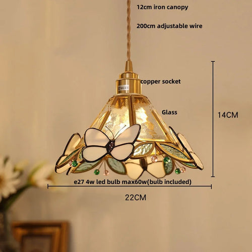 suspension en verre coloré avec fil de bois réglable moderne - vue 15 sur 25