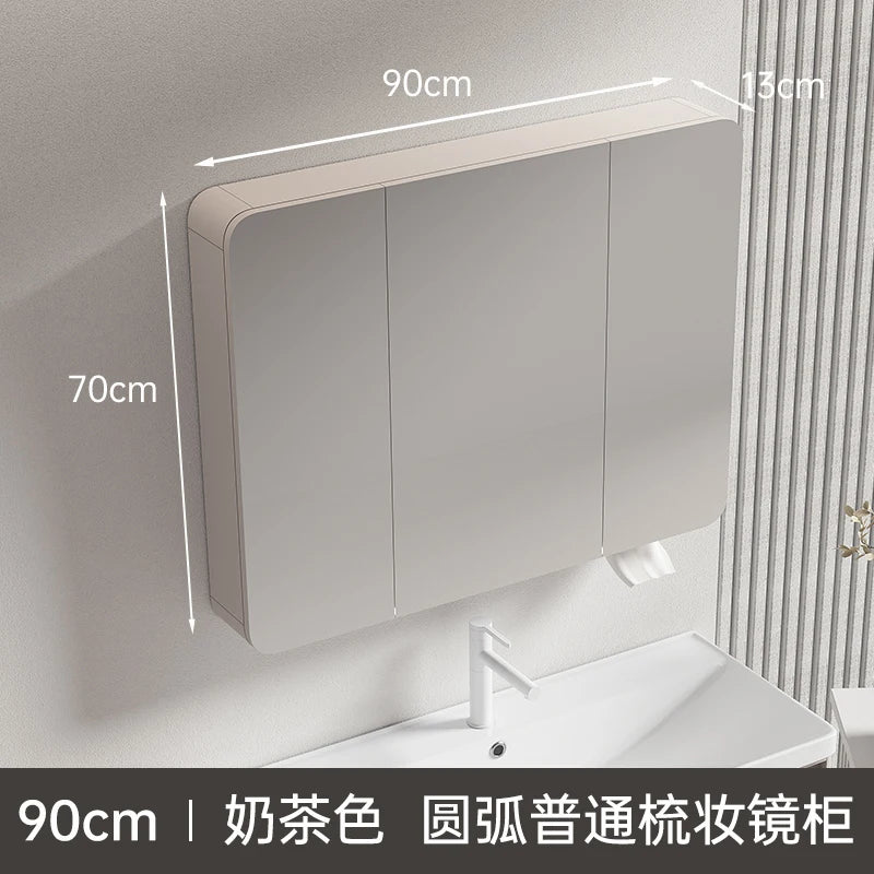 armoire circulaire en aluminium avec miroir éclairage intelligent et rangement - vue 23 sur 32