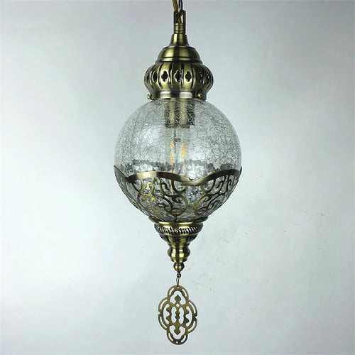 suspension vintage bohème en verre craquelé fait main - vue 6 sur 9