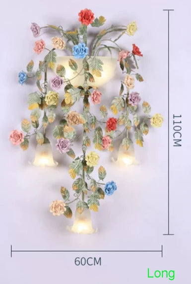 applique murale vintage en fer forgé avec abat-jour en verre led - vue 9 sur 8